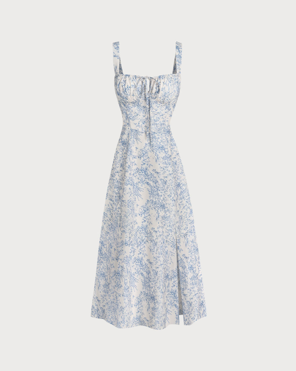 Vestido azul con estampado floral