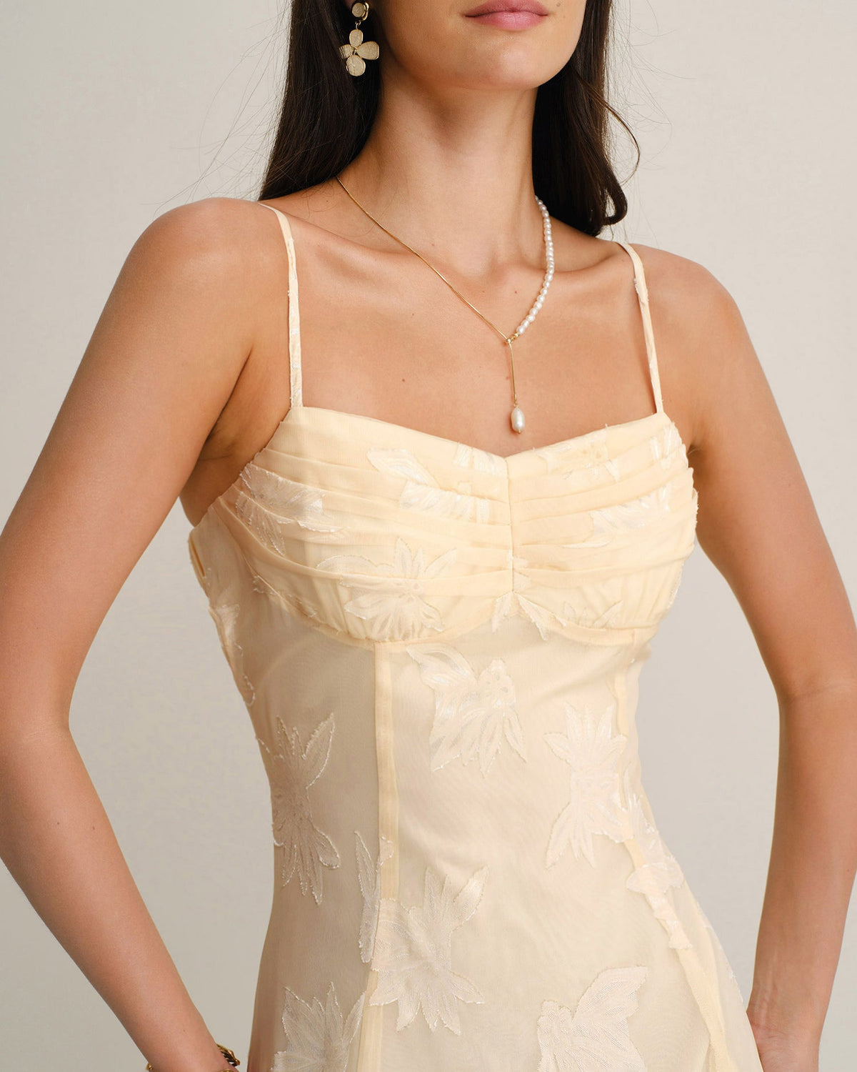 Vestido de espalda de jacquard color albaricoque