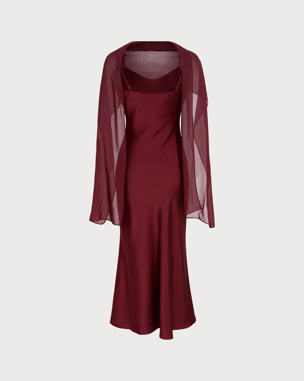 Vestido elegante de satén rojo vino