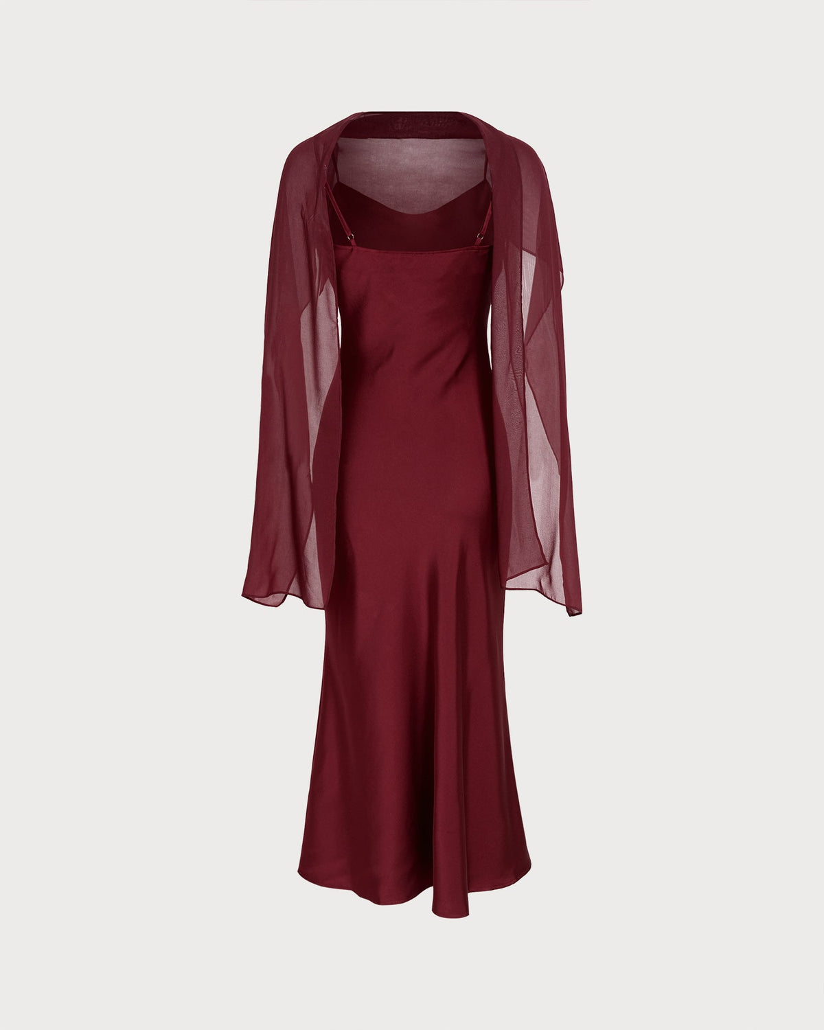 Vestido elegante de satén rojo vino