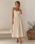 Vestido elegante color albaricoque con gasa