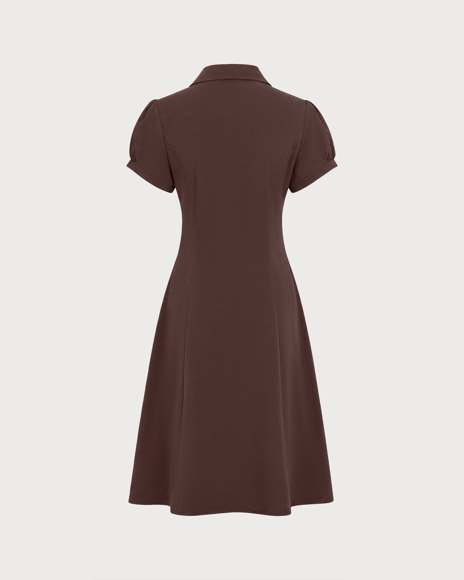 Vestido marrón manga abullonada - JINCHENG