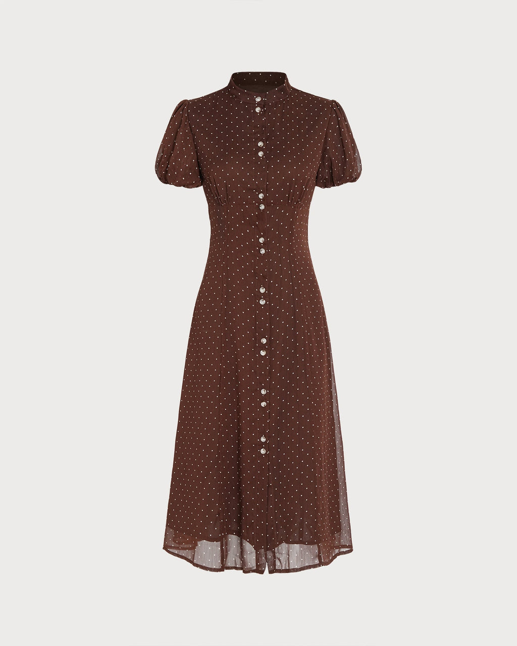 Vestido elegante marrón con lunares