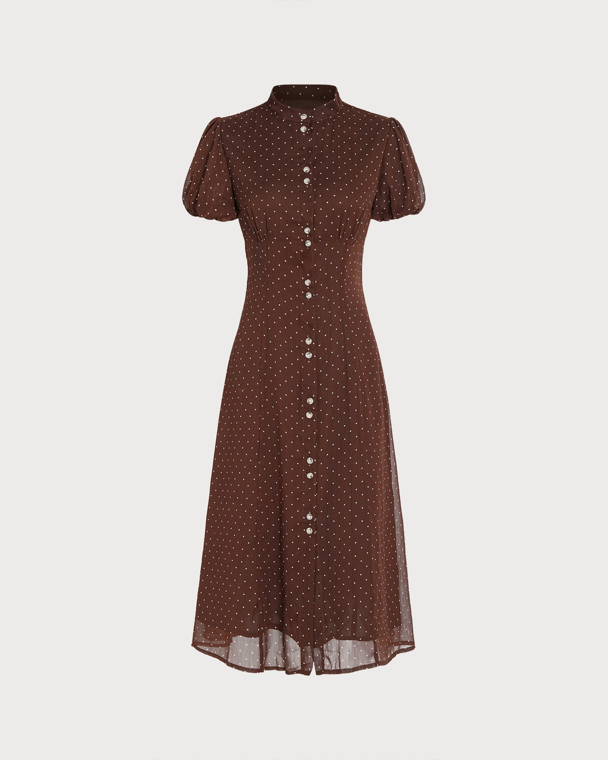 Vestido elegante marrón con lunares