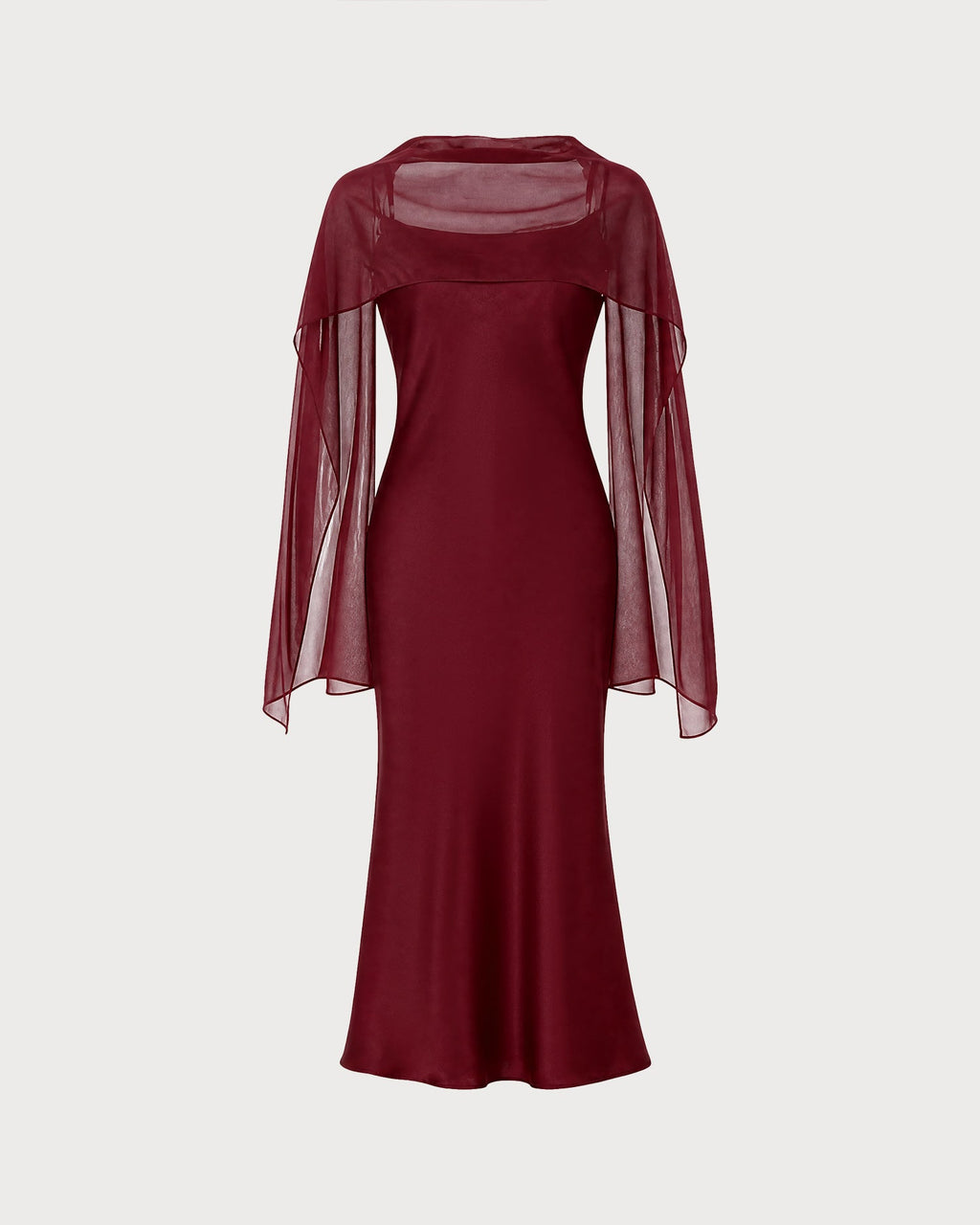 Vestido elegante de satén rojo vino