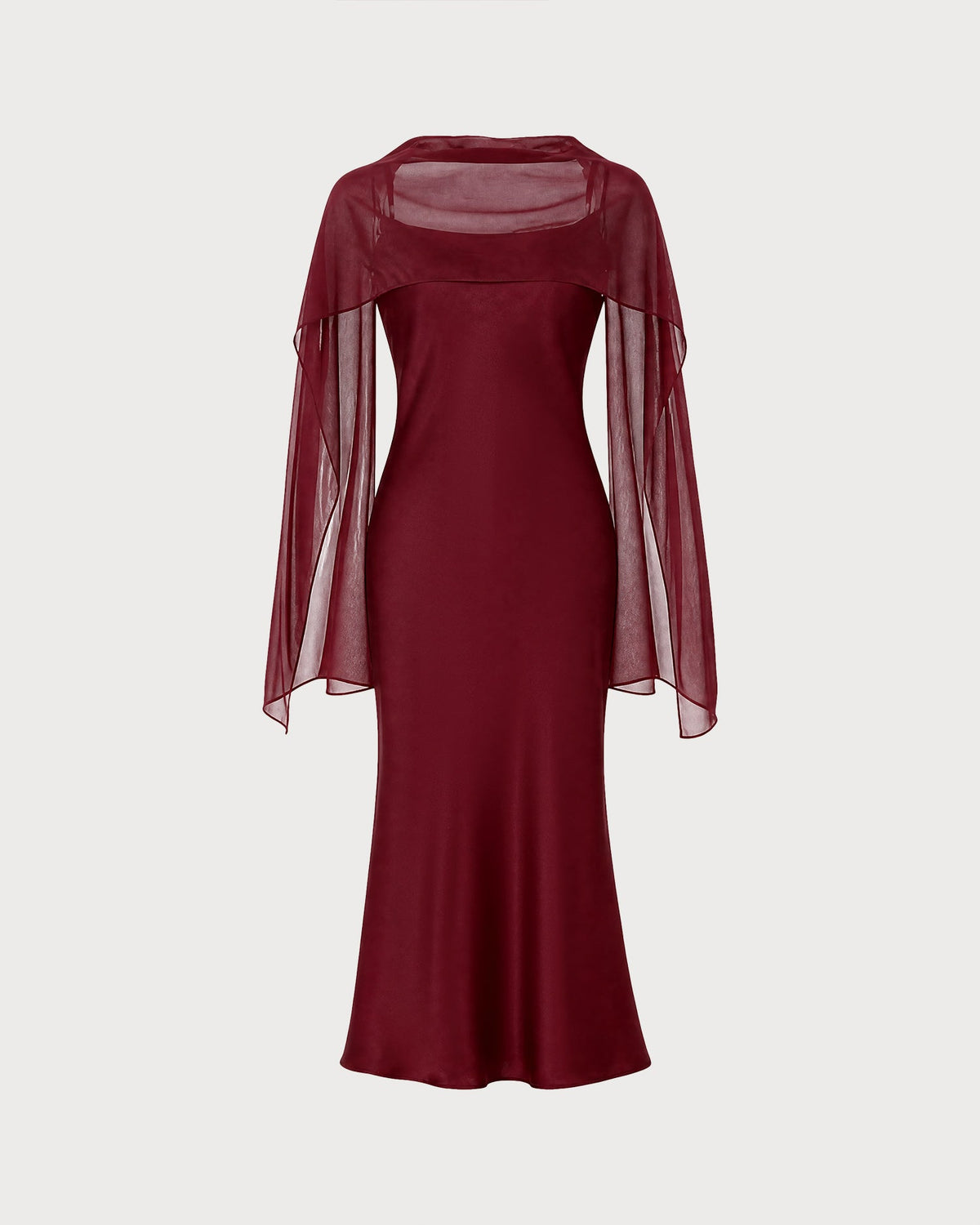 Vestido elegante de satén rojo vino
