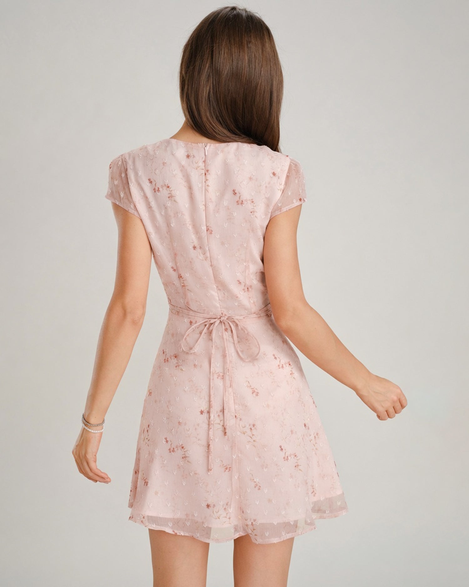 Vestido jacquard rosa