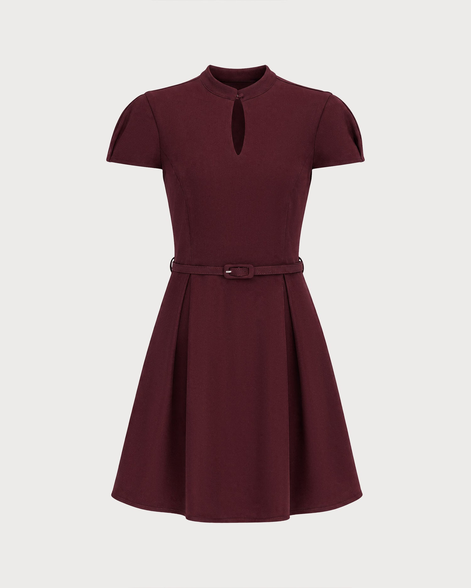 Vestido vino cuello mao
