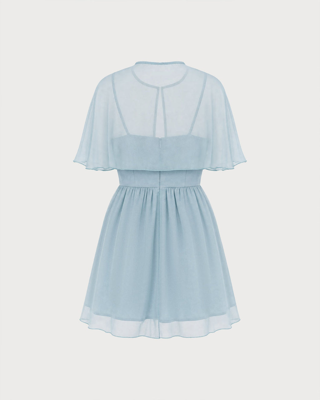 Elegante vestido mini de gasa azul con escote corazón