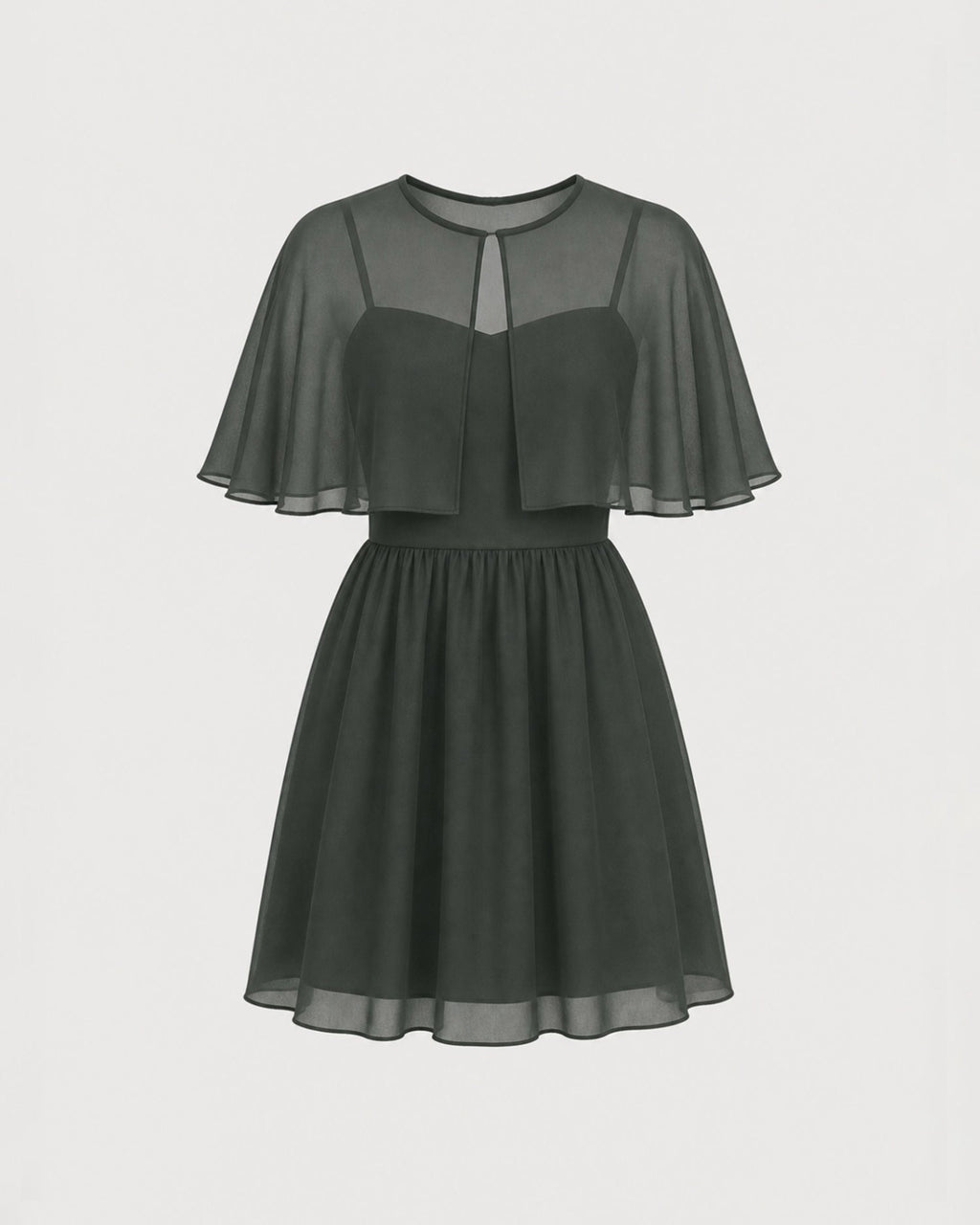 Elegante vestido mini de gasa verde con escote corazón