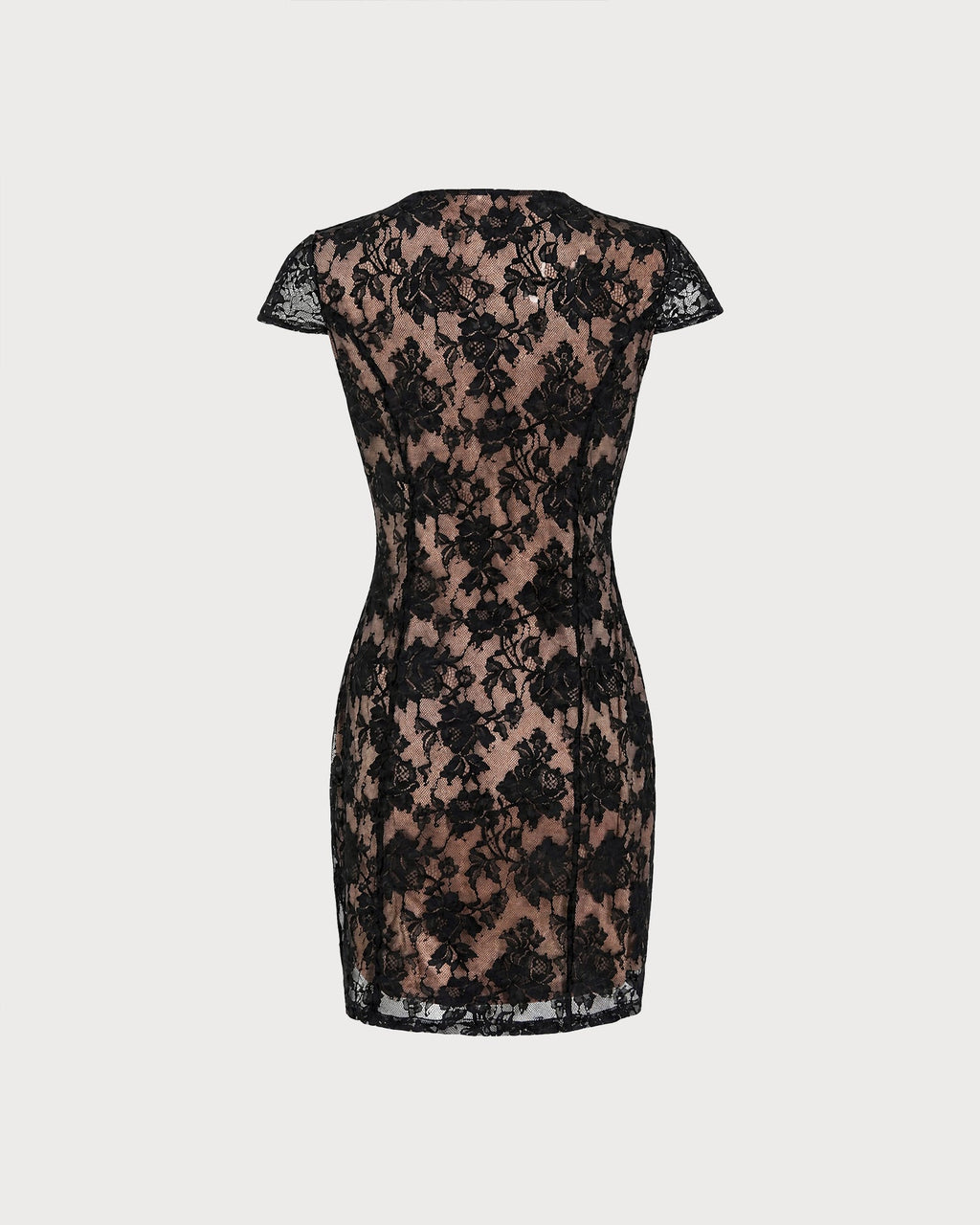 Elegante vestido mini negro de encaje floral