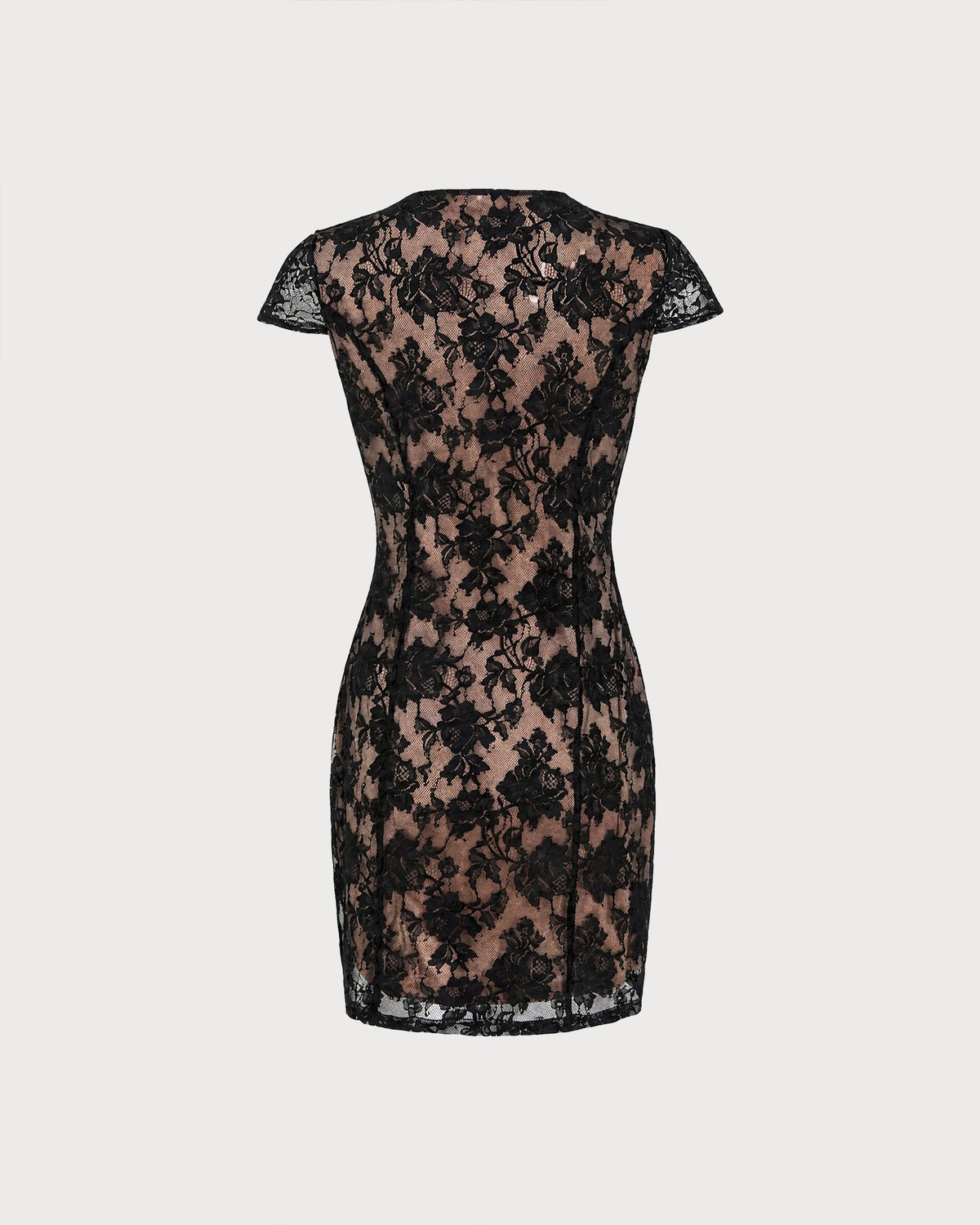 Elegante vestido mini negro de encaje floral