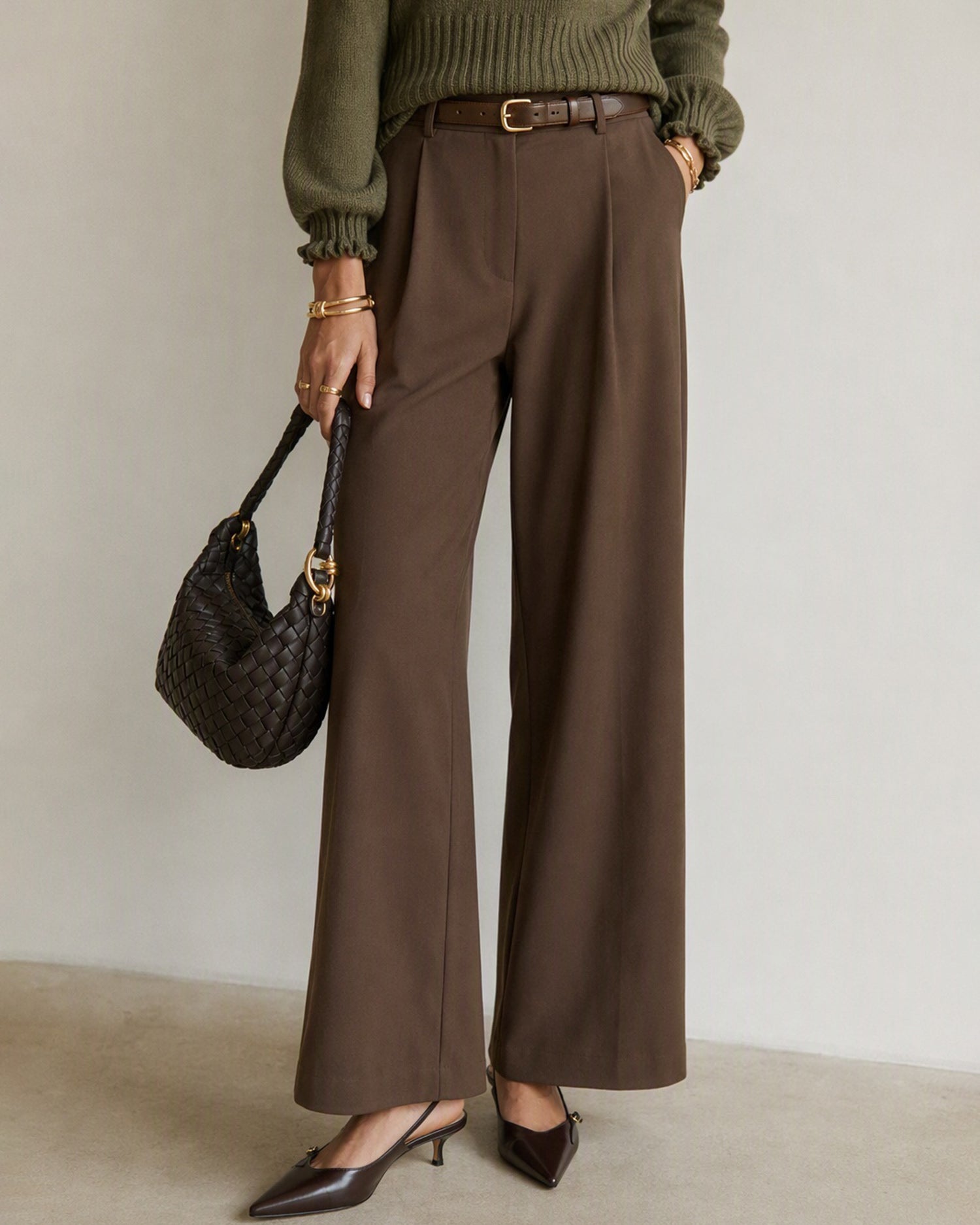 Pantalón recto marrón
