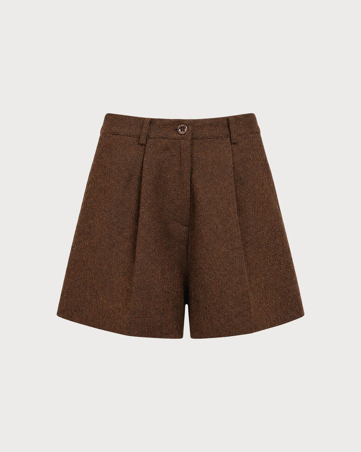 Pantalones cortos marrones lisos con bolsillos decorados con botones
