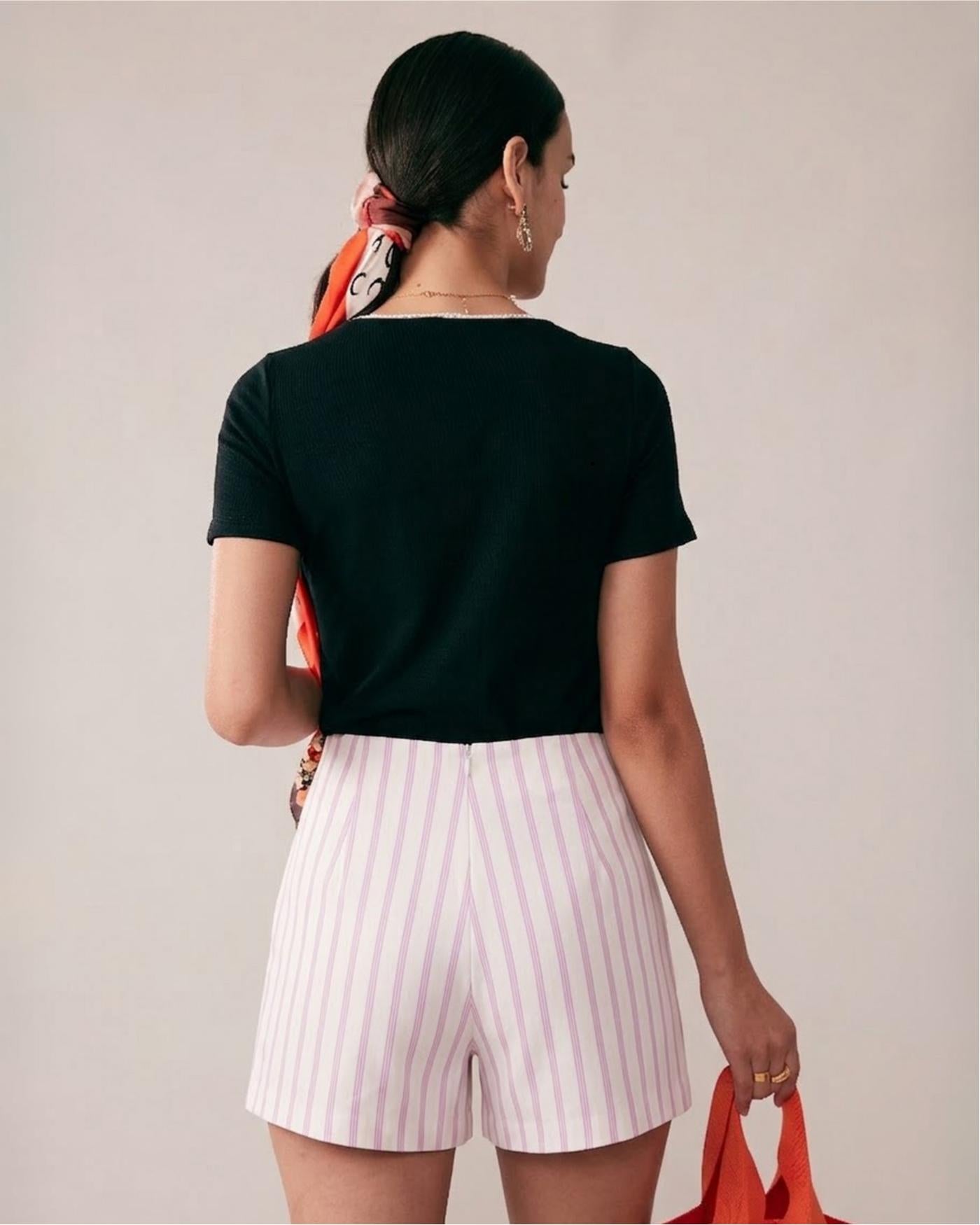 Shorts rosas de rayas