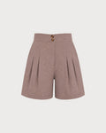 Shorts marrones con cintura elástica y bolsillos