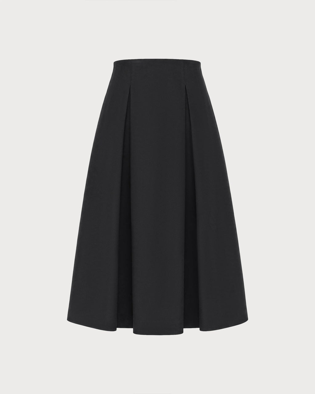 Elegante falda midi negra de corte A con cierre de cremallera