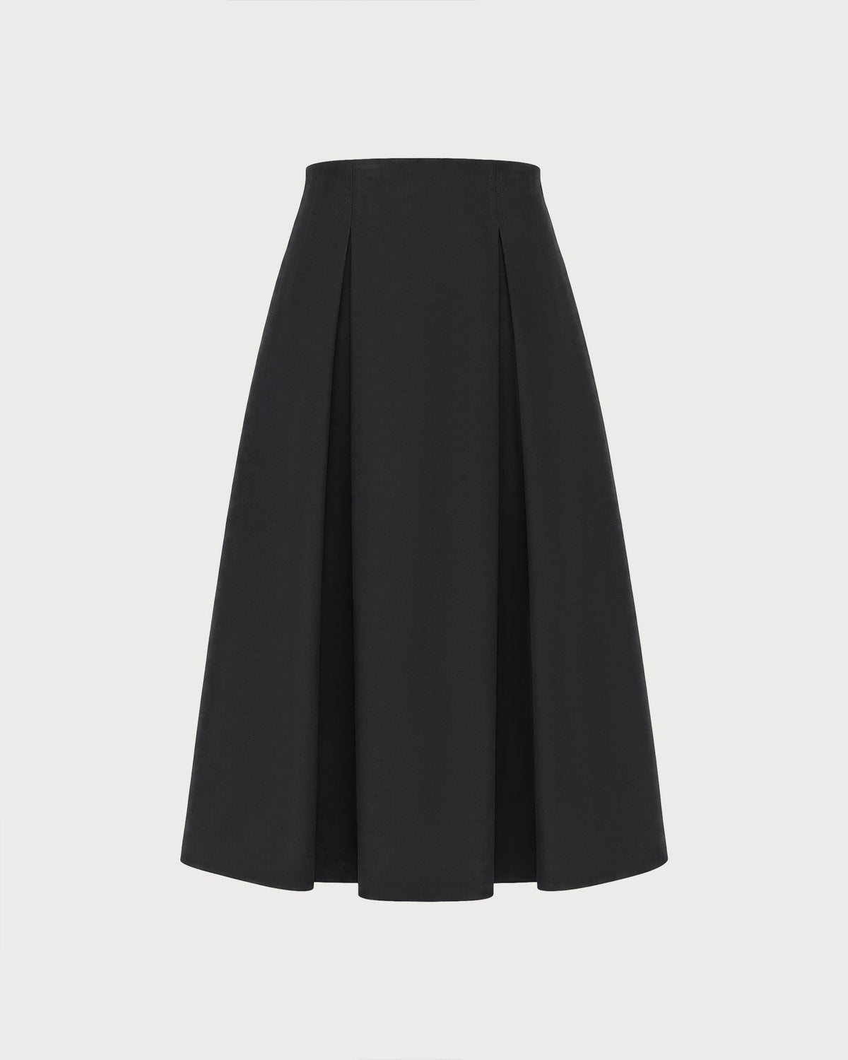Elegante falda midi negra de corte A con cierre de cremallera