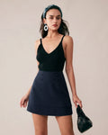 Falda mini azul marino con bolsillo funcional