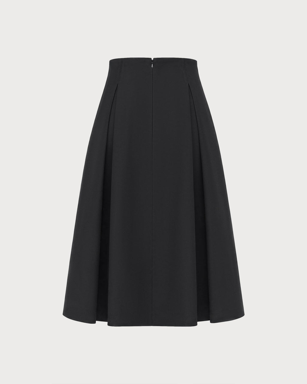 Elegante falda midi negra de corte A con cierre de cremallera