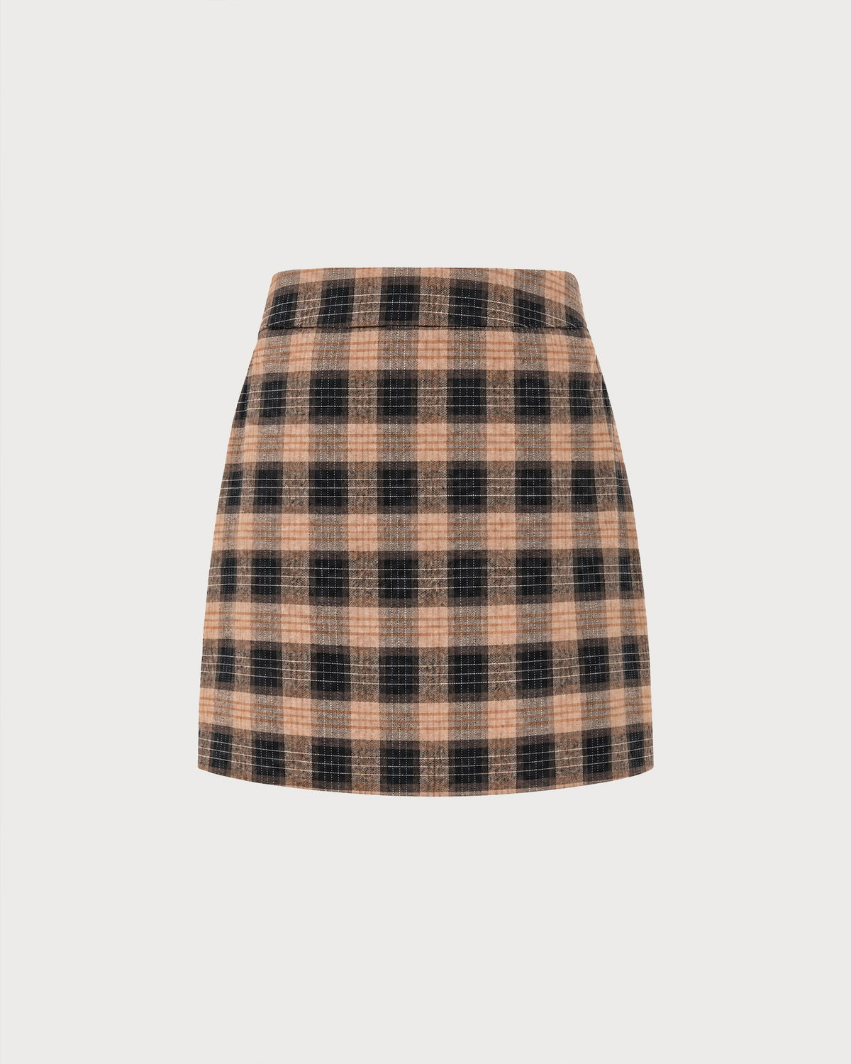 Minifalda marrón de cuadros elegante con cintura elástica cómoda