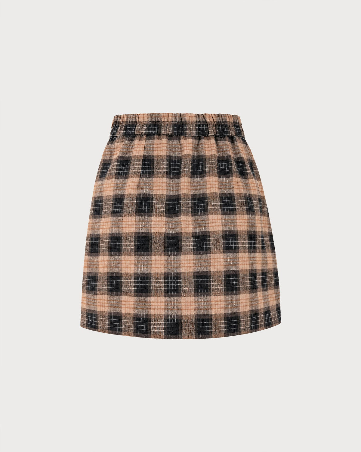Minifalda marrón de cuadros elegante con cintura elástica cómoda