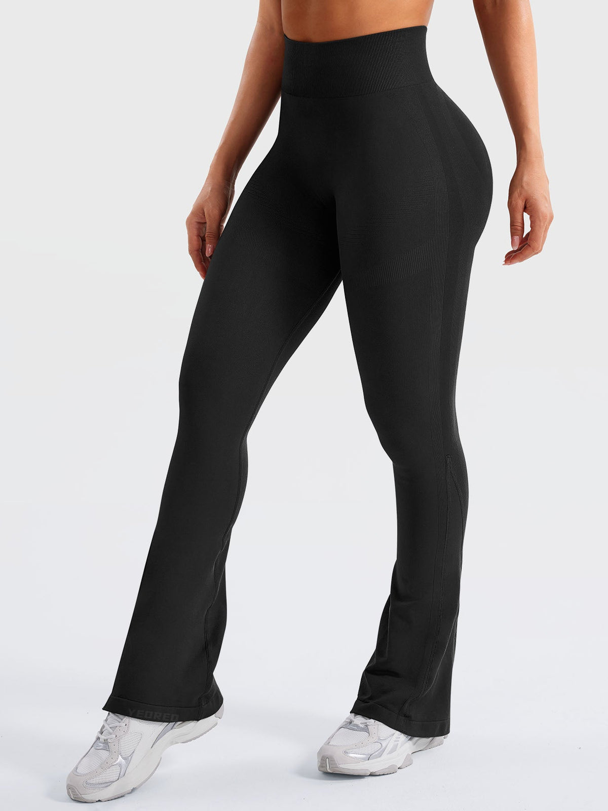 Yeoreo Leggings acampanados mini de cintura alta con efecto contorno, 29,5 pulgadas