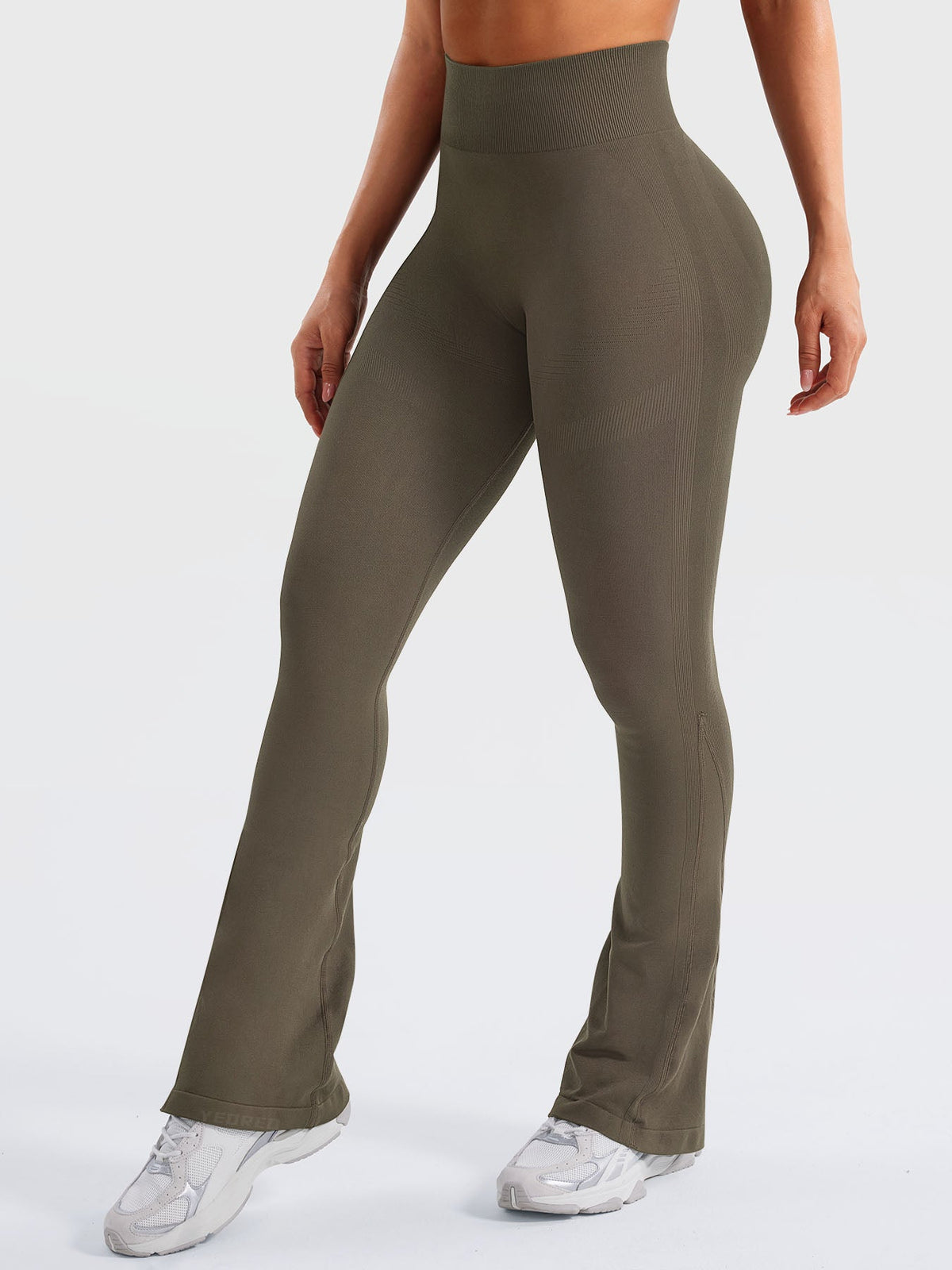 Yeoreo Leggings acampanados mini de cintura alta con efecto contorno, 29,5 pulgadas