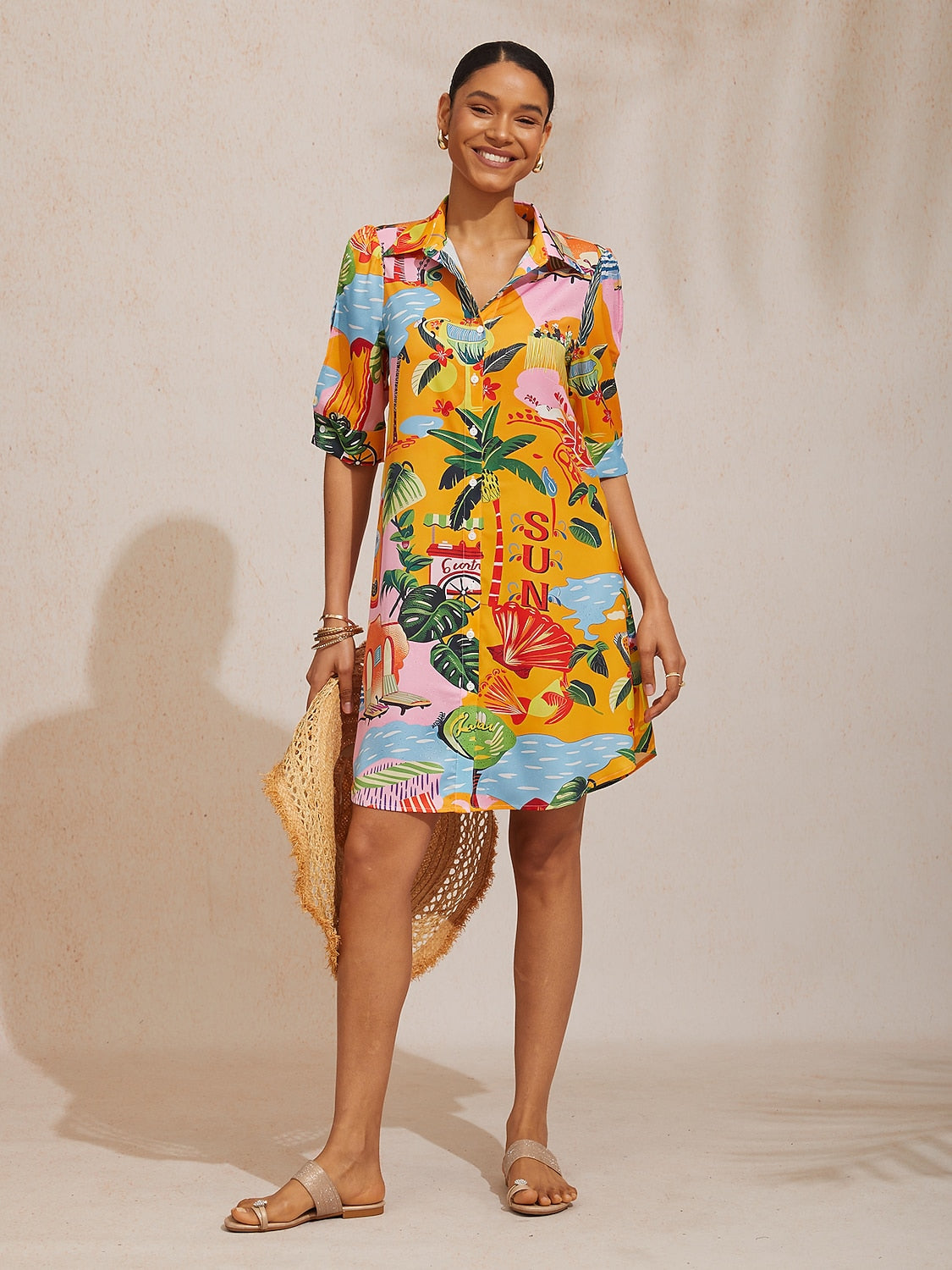 Vestido camisero floral