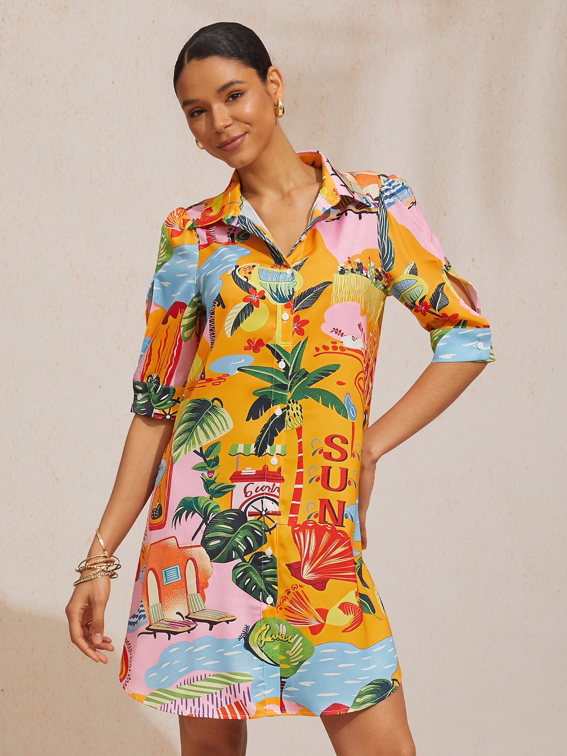 Vestido camisero floral